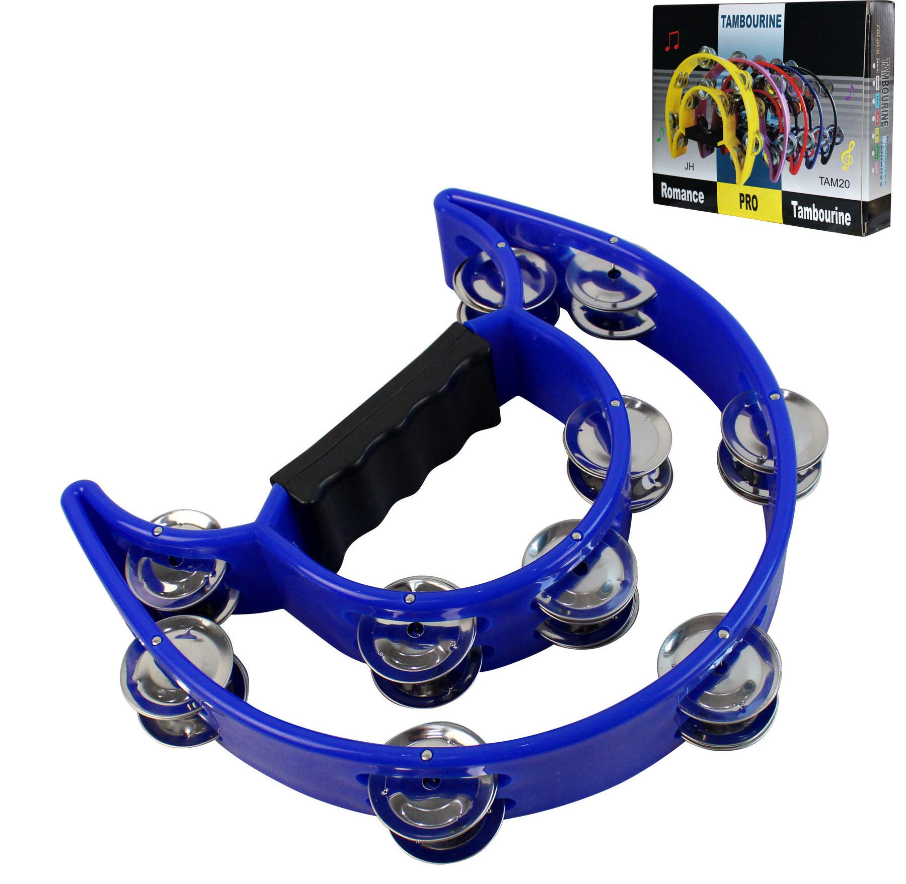 Amazon.com: YMC Half Moon EZ Grip Tambourine 20 Jingles - Blue
